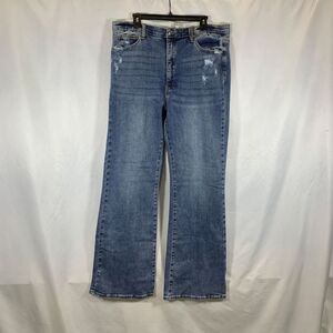 Saige Mid Rise Tummy Control Bootcut Denim Blue